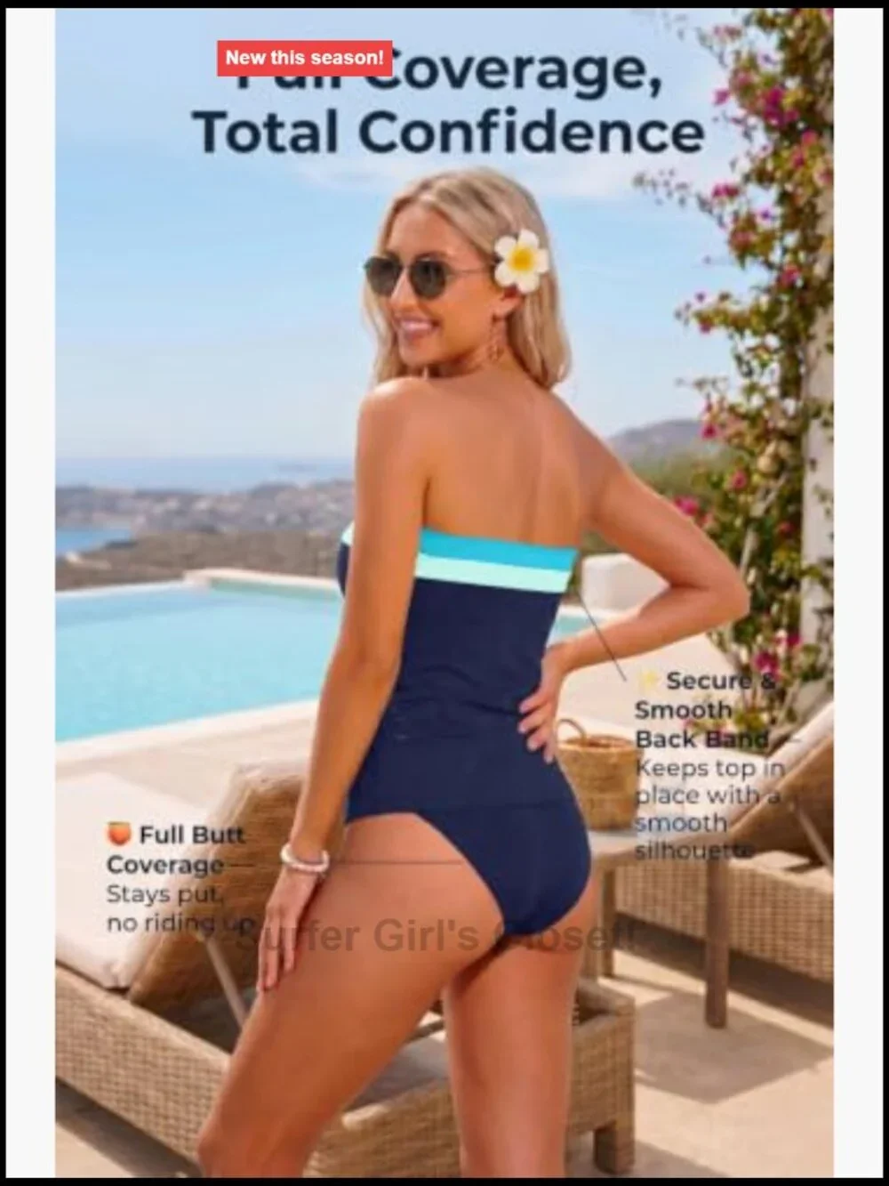 Strapless Tankini Swimsuits 2 Piece Tummy Control Tankini with Bottoms